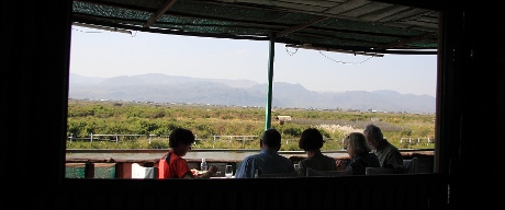 Tourists having lunch in Inle.
