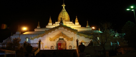 A Buddhist temple in Shan State at night.