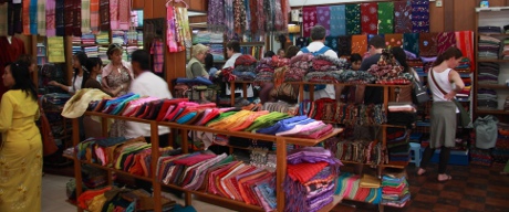 Silk and cotton fabric shop in Mandalay