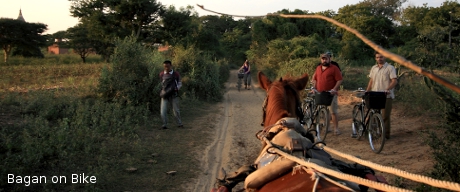 Tourists in Bagan on Bikes