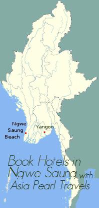 Myanmar Map showing Ngwe Saung Beach.