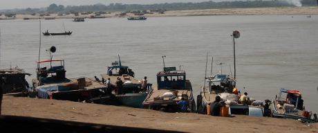 Ayeyarwaddy River Crossing by boat.