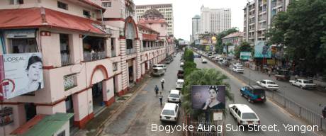 Bogyoke Aung Sun Street in downtown Yangon.